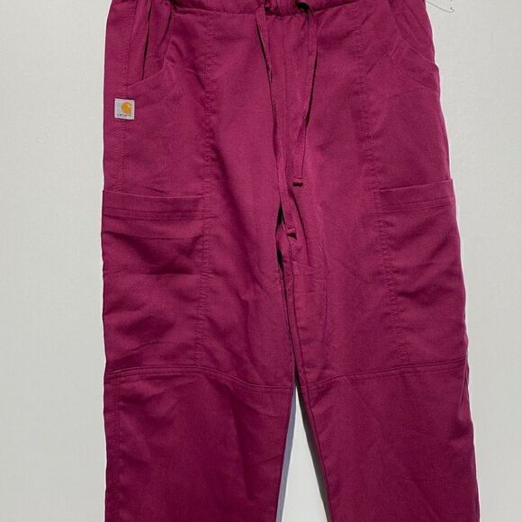Carhartt Women's Elastic Waist Scrub Pants In Magenta Size XS - Picture 3 of 8